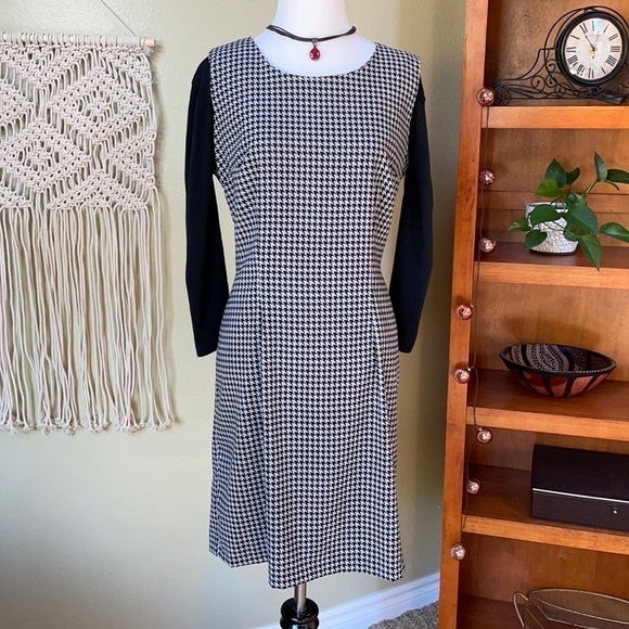 Cimmaron vintage made in USA houndstooth sleeveless dress SZ L - Picture 1 of 10